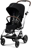 CYBEX Eezy S Twist +2 V2 Stroller, 360° Rotating Seat, Parent Facing or Forward Facing, One-Hand Recline, Compact Fold, Lightweight Travel Stroller, Stroller for Infants 6 Months+, Moon Black