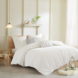Urban Habitat Queen Duvet Cover Set Cotton Jacquard Tufts FullQueen 88inx92in Brooklyn Ivory 7 Piece