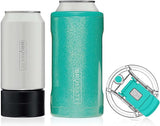 BrüMate HOPSULATOR TRíO - 3-in-1 Stainless steel insulated can cooler, works with cans up to 16oz/473ml and as a pint glass, Glitter Peacock color