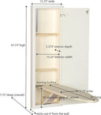 Household Essentials In-Wall Recessed Ironing Cabinet With Storage Shelves, White