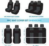 BDK PolyPro Car Seat Covers Full Set in Blue on Black – Front and Rear Split Bench Car Seat Cover, Easy to Install, Interior Covers for Auto Truck Van SUV