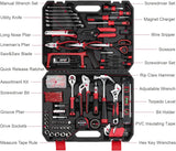 Eastvolt 218-Piece Household Tool Kit, Auto Repair Tool Set, Tool Kits for Homeowner, Plier, Screwdriver Set, Socket Kit and Toolbox Storage Case,Black + Red, JE