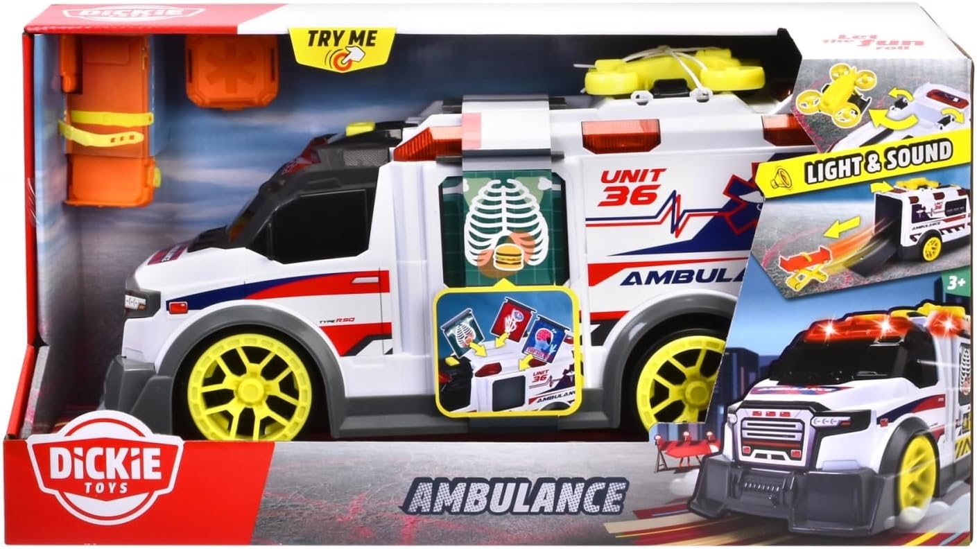Dickie Toys Large Toy Ambulance Try Me 35.5cm