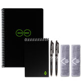 Rocketbook Everlast Executive and Mini Wirebound Notebook with 2 Pilot FriXion pens and 2 microfiber cloths, Infinity Black (EVR EM K A)