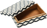 Creative CoOp Resin And MDF Lid And Pattern Inlay Black And White Storage Box