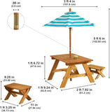 KidKraft Outdoor Wooden Table And Bench Set With Striped Umbrella