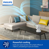 Philips Table Fan Series 2000, Powerful & Ultra-Quiet with SilentWings Technology, 23 db Air Circulator, Adjustable Tilt 180 degrees, 12h timer, for Bedroom, Home and Office, White (CX2050/00)