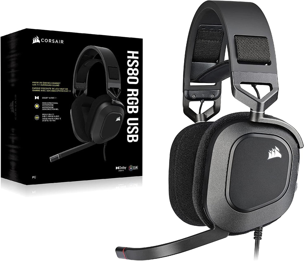Corsair HS80 RGB USB Premium Gaming Headset with 7.1 Surround Sound Carbon Large