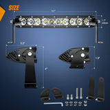 Nilight 11" 2PCS 11Inch 50W Super Slim Flood Bar Driving Fog Single Row Off Road led Lights-2 Style Mounting Brackets,