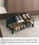 YAMAZAKI Home Frame Rolling Shoe Rack Black
