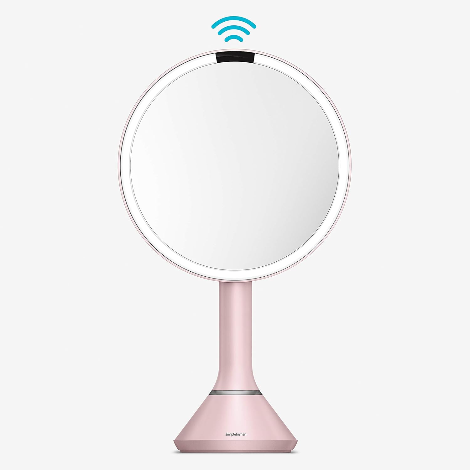 simplehuman dual light sensor mirror round, Pink Stainless Steel