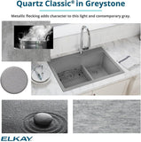 Elkay Quartz Classic ELGU2522GS0 Greystone Single Bowl Undermount Sink