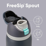 Owala FreeSip Insulated Stainless Steel Water Bottle with Straw for Sports and Travel, BPA-Free, 32oz, Foggy Tide