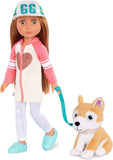 Glitter Girls 14” DOLL TAVI, BROWN HAIR W/PET DOG NOUGAT