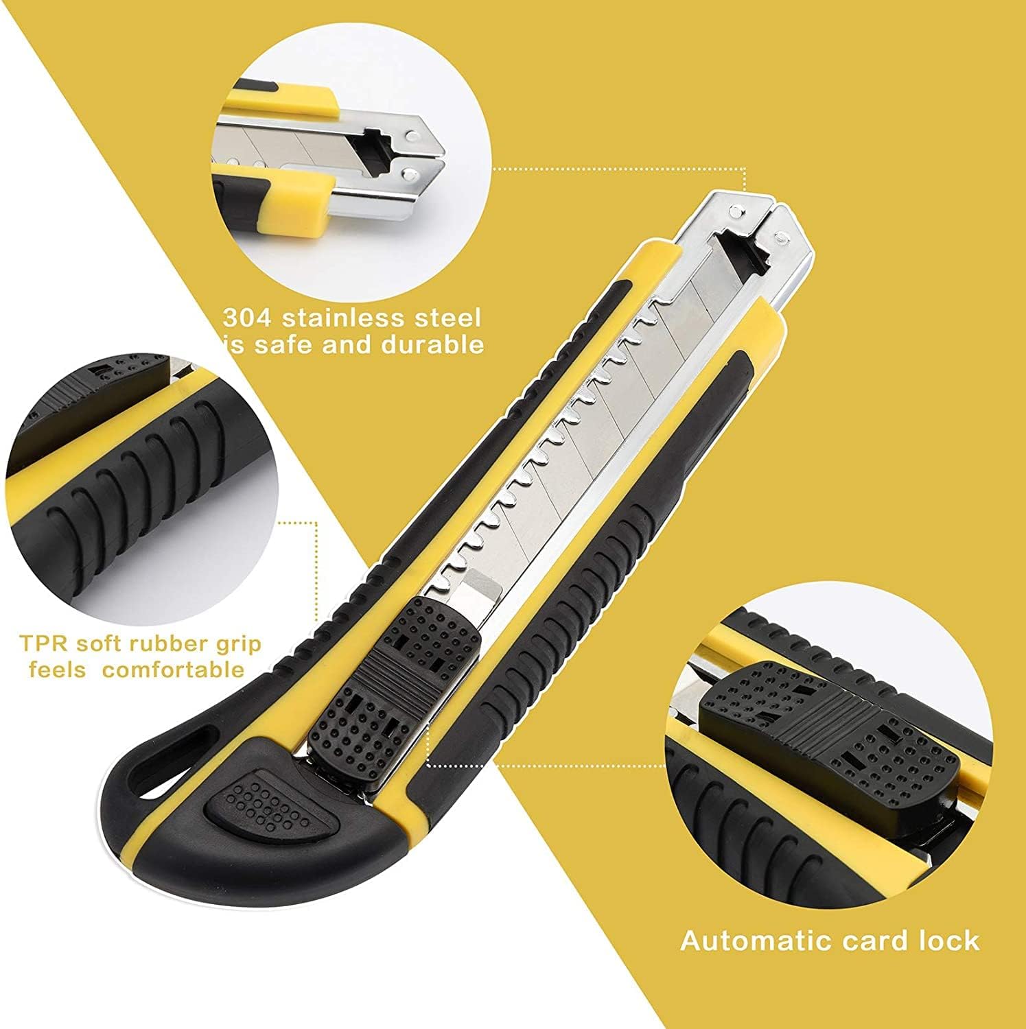 Wiltop Utility Knife Retractable Box Cutter With 2 Extra Blade Secondary image
