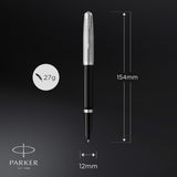 Parker 51 Fountain Pen Black Barrel with Chrome Trim Fine Nib with Black Ink Cartridge