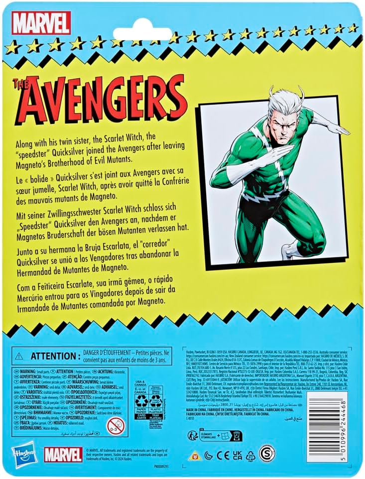 Marvel Legends Series Quicksilver, Avengers Retro Marvel Comics Collectible 6 Inch Action Figure