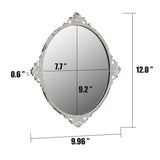 Stonebriar Decorative 11.7" x 10" Oval Antique White Metal Accent Wall Mirror