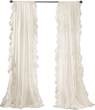 Lush Decor Reyna Ruffle Window Curtain Panel Set, Pair, 54" W x 84" L, White - Flowy Curtain Set - Romantic Ruffle Curtains for Bedroom, Living room, or Dining Room - Farmhouse & Cottage Home Decor