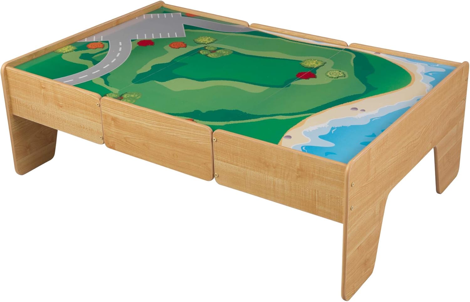 KidKraft DoubleSided Wooden Train And Activity Table With Built In Storage Drawer Natural Main image