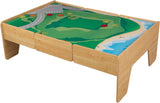 KidKraft DoubleSided Wooden Train And Activity Table With Built In Storage Drawer Natural