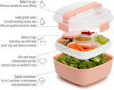 Goodful Stackable Lunch Box Container, Bento Style Food Storage with Removeable Compartments for Sandwich, Snacks, Toppings & Dressing, Leak-Proof and Made without BPA, 56-Ounce, Blush