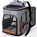 Lekereise Large Cat Backpack Expandable Pet Backpack Carrier For Small Medium Dogs Cats Striped