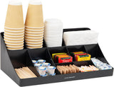 Mind Reader 11 Compartment Breakroom Coffee Condiment Organizer, Black
