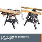 WORX Pegasus Multi-Function Work Table and Sawhorse with Quick Clamps and Holding Pegs – WX051