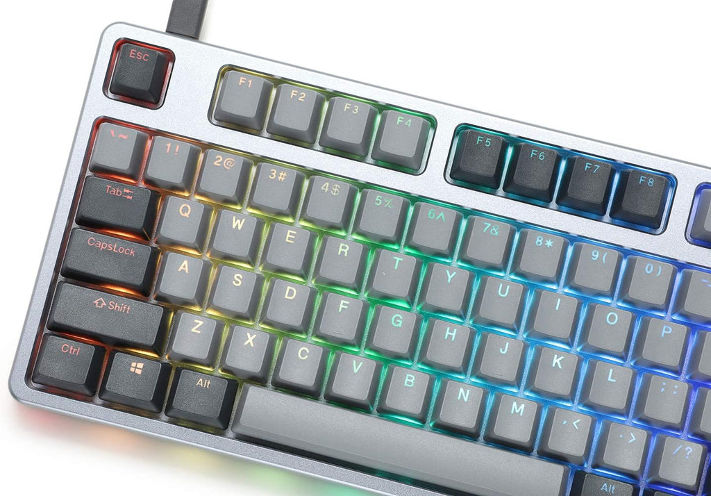 DROP CTRL High-Profile Mechanical Keyboard — Tenkeyless TKL (87 Key) Gaming Keyboard, Hot-Swap Switches, Programmable, Backlit RGB LED, USB-C, Doubleshot PBT, Aluminum (Gray, Halo Clear)