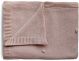 Mushie Organic Cotton Knitted Baby Blanket/Textured Dots Dark Navy