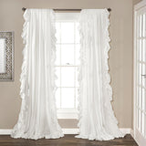 Lush Decor Reyna Ruffle Window Curtain Panel Set Pair 54in W X 84in L White