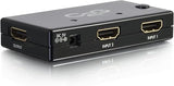 C2G 40349 2-Port HDMI Auto Switch, Black, 3.4 x 3.9 x 0.6 inches