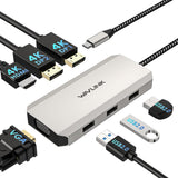 WAVLINK USB C Laptop Docking Station Quad Monitor 7in1 Multiport Adapter