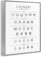 Stupell Industries Laundry Cleaning Symbols Minimal Design Gray Framed Giclee Art Design by Martina Pavlova, 24 x 30