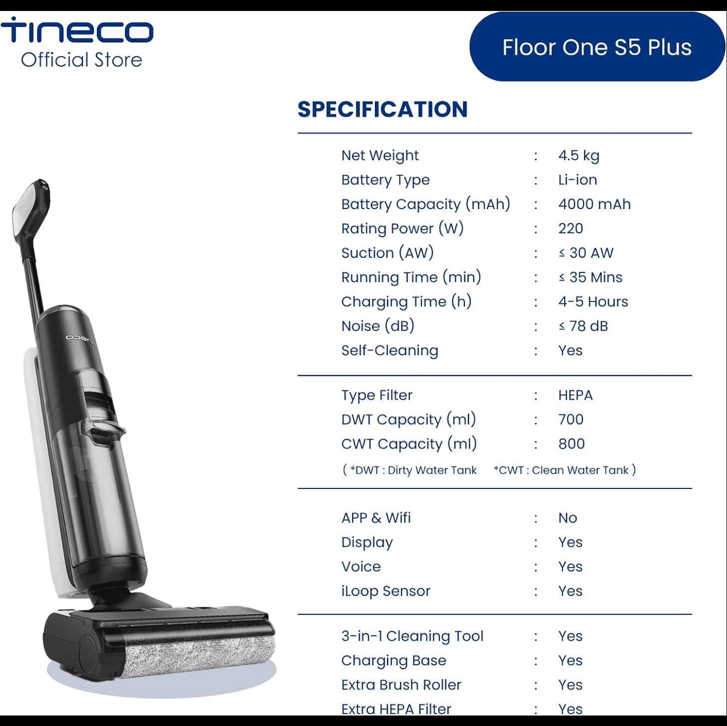 Tineco Floor One S5 Plus Wet And Dry Vacuum Cordless 220W