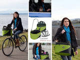 DoggyRide Cocoon Pet Carrier, Airline carrier, car seat and ready for use as bicycle basket, X-Large, Green