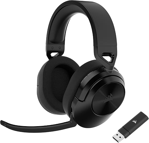 CORSAIR HS55 Wireless Gaming Headset - Low-Latency 2.4GHz Wireless or Bluetooth, Dolby Audio 7.1 Surround Sound, Lightweight, Omni-Directional Microphone, On-Ear Audio Controls - Carbon