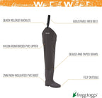 FROGG TOGGS Rana II PVC Bootfoot Hip Waders Felt Outsole Size 11