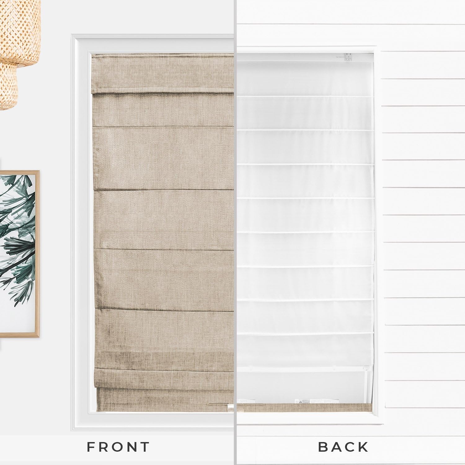 CHICOLOGY RMBF2764 Cordless Roman Shades CrossHatched Modern Fabric Cascade Window Blind Treatment 27inW X 64inH Belgian Flax