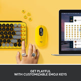 Logitech POP Keys Mechanical Wireless Keyboard with Customisable Emoji Keys, Durable Compact Design, Bluetooth or USB Connectivity, Multi-Device, OS Compatible - Blast Yellow