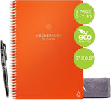 Rocketbook EVRF-E-K-CLF Fusion Smart Reusable Notebook, Beacon Orange Cover, Executive Size (6" x 8.8")