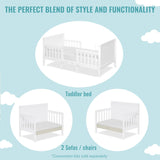 Dream On Me Hudson 3in1 Convertible Toddler Bed White