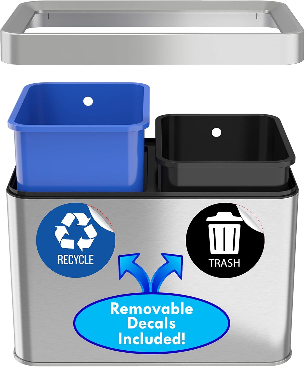iTouchless 5.3 Gallon Open Top Trash Can And Recycle Bin Dual Compartment Combo Secondary image