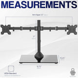 VIVO Freestanding Dual Monitor Stand Adjustable Arm Mount with Black Glass Base, Holds 2 Screens up to 27 inch, 22 lbs Each (STAND-V002FG)