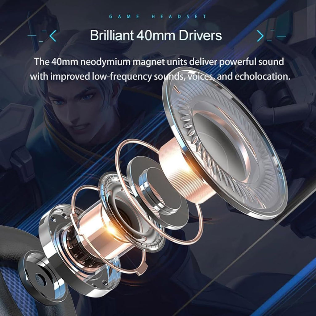 KUFUNG 3.5mm Gaming Headset ENC Noise Cancelling Mic LED Headphones Stereo Bass Surround For PC PS4 Xbox One Black Blue