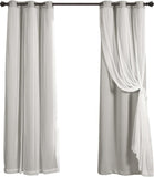 Lush Decor Sheer Grommet Curtains With Insulated Blackout Lining Window Curtain Panels Pair 38inW X 63inL Light Gray