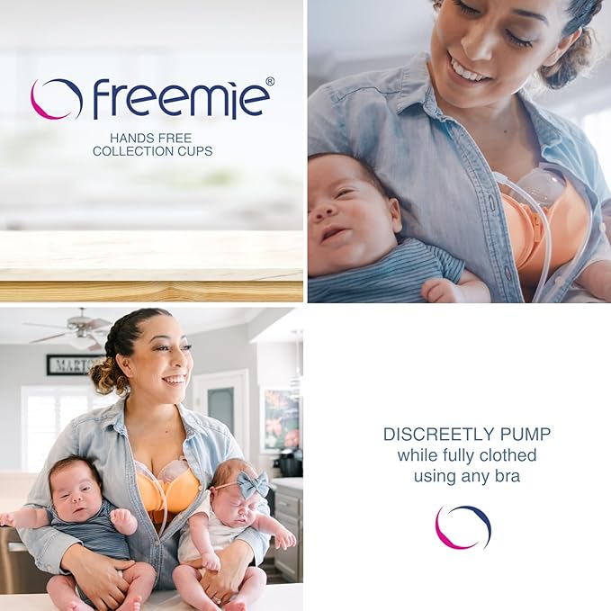 Freemie Hands-Free and Discreet Breast Milk Collection Cup Set | Pump with Your Clothes On Anywhere, Anytime | Sizes 25mm and 28mm Flanges Included | Each Cup Holds Up to 8oz | Pump Not Included Secondary image