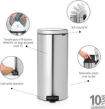 Brabantia NewIcon Pedal Bin 30 Litre Matt Steel FPP