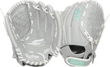 Rawlings Sure Catch Series Fastpitch Softball Glove, Teal/Grey/White, Right Hand Throw, 11 inch (SCSB110M-6/0 11 BSK/NFC)